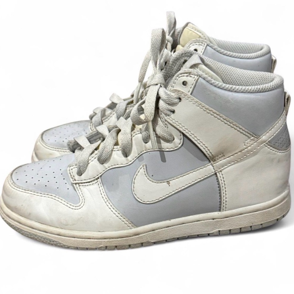 Nike Dunk High White Gray Purple Athletic Leather Shoes Sneakers Size 3Y - Picture 1 of 7